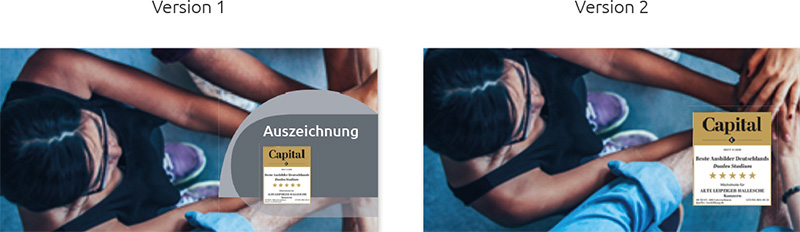 Beispiele für XING-Posts mit Gütesiegeln